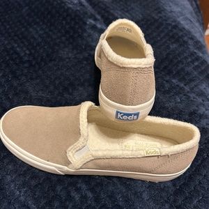 Keds Women's Double Decker Suede/Shearling Slip on Sneaker